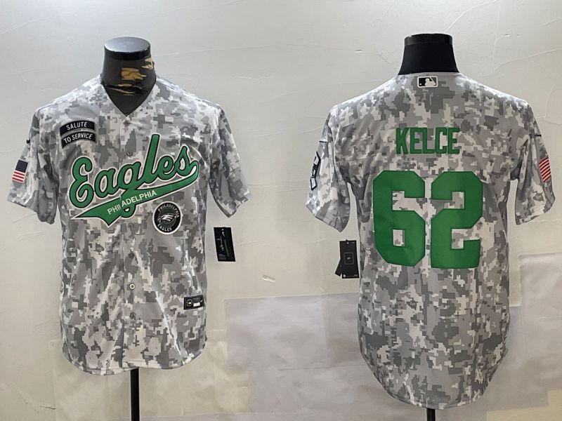 Men Philadelphia Eagles #62 Kelce Nike Arctic Camo 2024 Salute to Service Limited NFL Jersey style 3